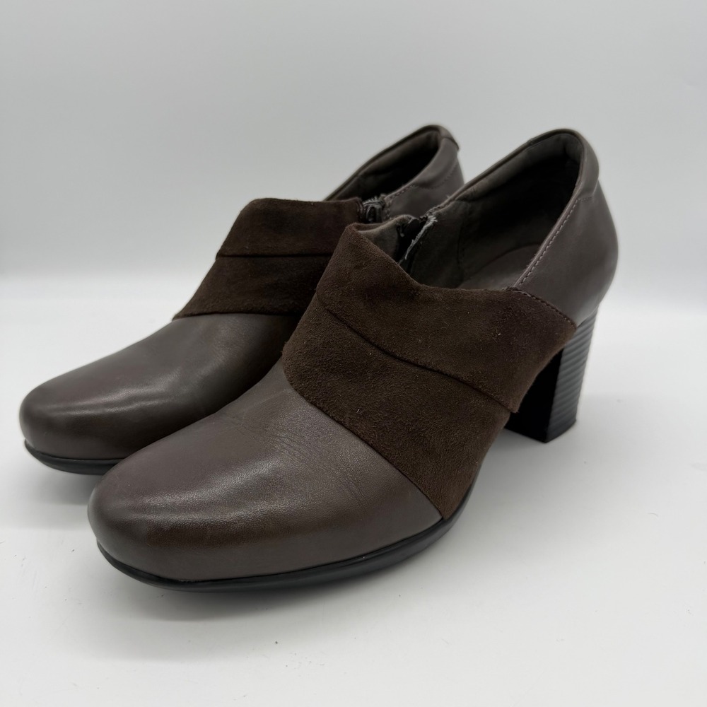 Clarks Bendables Brown Leather Suede Shooties Ankle Boots 8.5M 66716